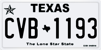 TX license plate CVB1193