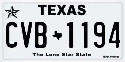 TX license plate CVB1194