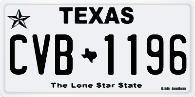 TX license plate CVB1196