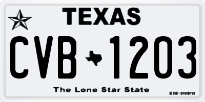 TX license plate CVB1203