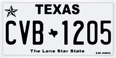 TX license plate CVB1205