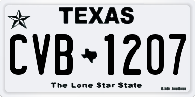 TX license plate CVB1207