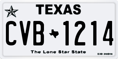 TX license plate CVB1214