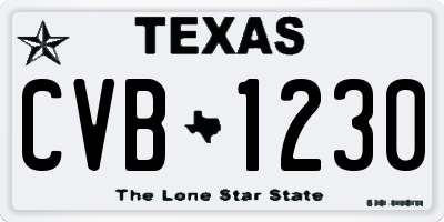 TX license plate CVB1230