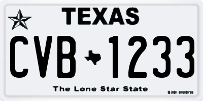 TX license plate CVB1233