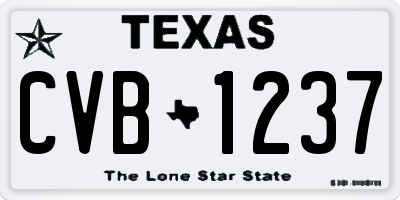 TX license plate CVB1237
