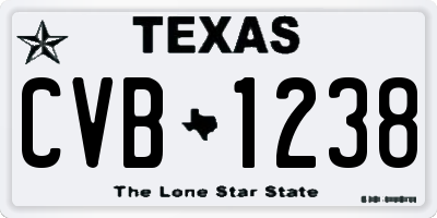 TX license plate CVB1238