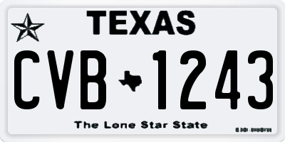 TX license plate CVB1243