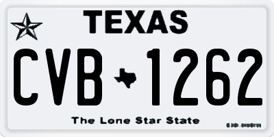 TX license plate CVB1262