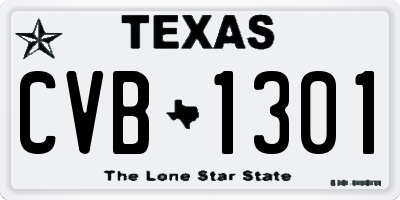TX license plate CVB1301