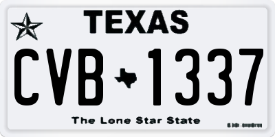 TX license plate CVB1337