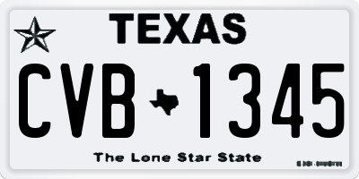 TX license plate CVB1345