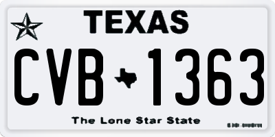 TX license plate CVB1363