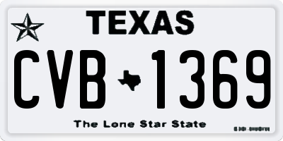 TX license plate CVB1369