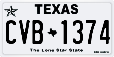 TX license plate CVB1374