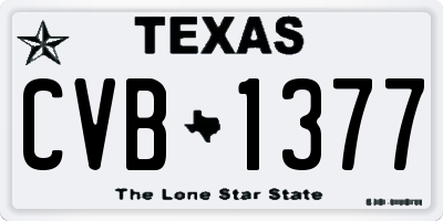 TX license plate CVB1377