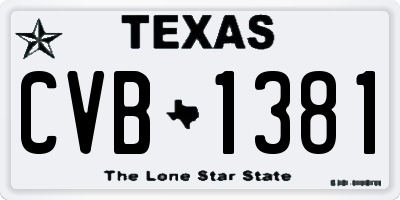 TX license plate CVB1381