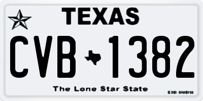 TX license plate CVB1382
