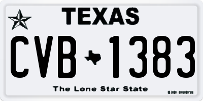 TX license plate CVB1383