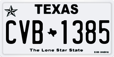 TX license plate CVB1385