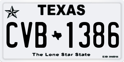 TX license plate CVB1386