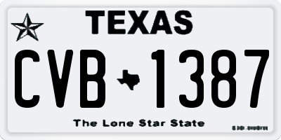 TX license plate CVB1387