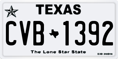 TX license plate CVB1392