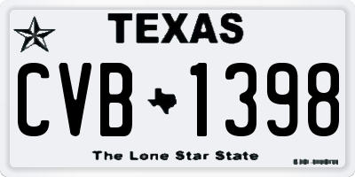 TX license plate CVB1398