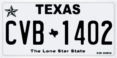 TX license plate CVB1402