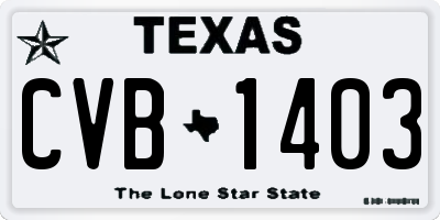 TX license plate CVB1403