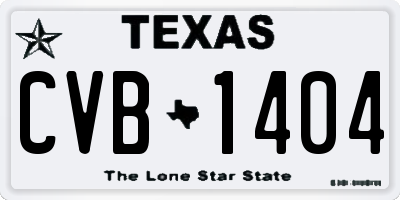 TX license plate CVB1404