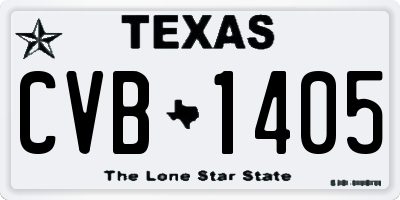 TX license plate CVB1405
