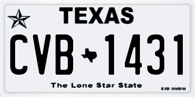 TX license plate CVB1431