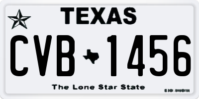 TX license plate CVB1456