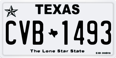 TX license plate CVB1493