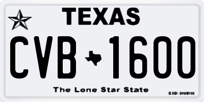 TX license plate CVB1600