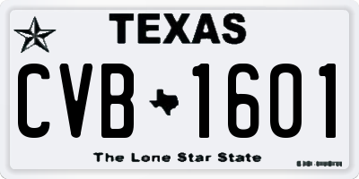 TX license plate CVB1601