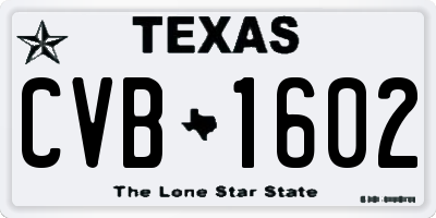 TX license plate CVB1602
