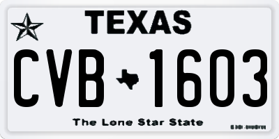 TX license plate CVB1603