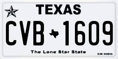 TX license plate CVB1609