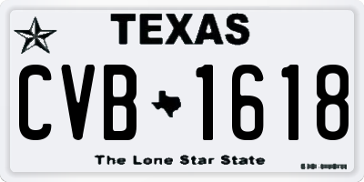 TX license plate CVB1618