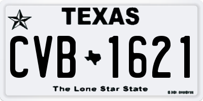 TX license plate CVB1621