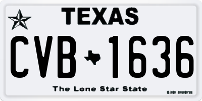 TX license plate CVB1636