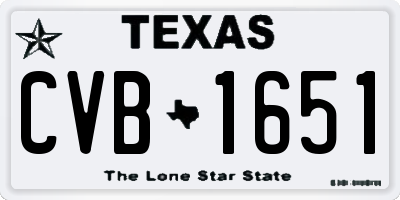 TX license plate CVB1651