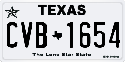 TX license plate CVB1654