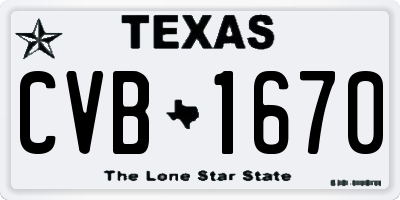 TX license plate CVB1670