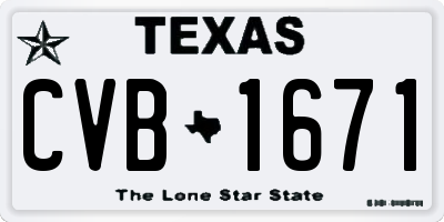 TX license plate CVB1671