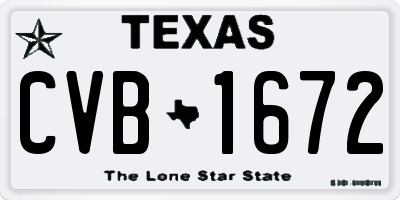 TX license plate CVB1672