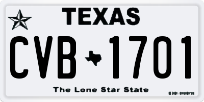 TX license plate CVB1701