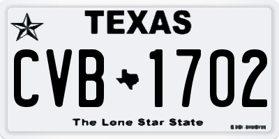 TX license plate CVB1702